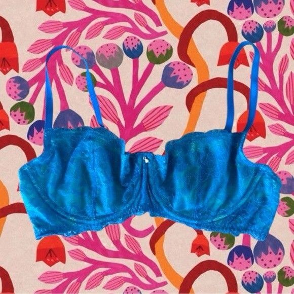 Frederick’s of Hollywood Blue Lace Underwire Bra Size 34 C - Picture 1 of 11